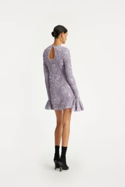Mini Dresses|Dresses-ROTATE Birger Christensen 3d Mesh Mini Dress Purple Lavender Aura color