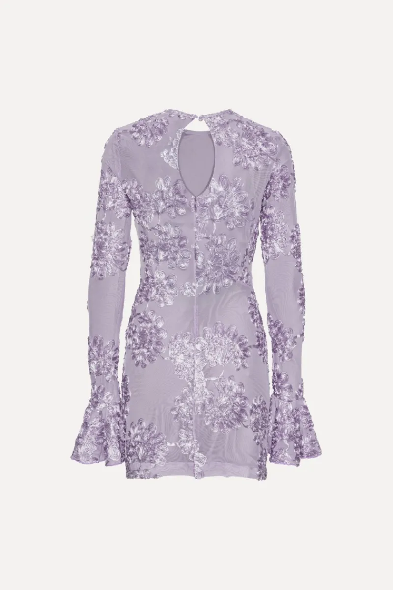 Mini Dresses|Dresses-ROTATE Birger Christensen 3d Mesh Mini Dress Purple Lavender Aura color