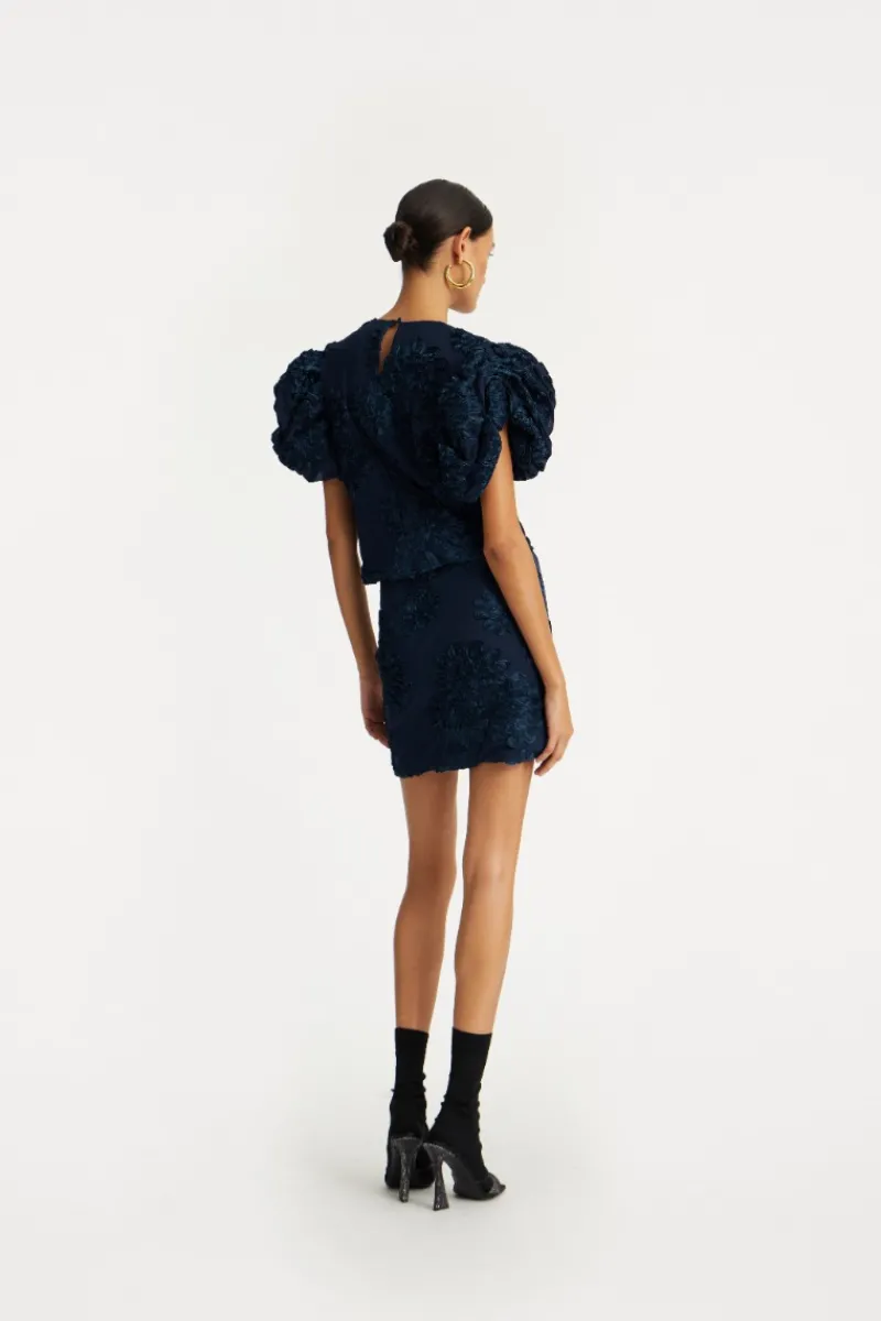 Tops-ROTATE Birger Christensen 3d Mesh Sleeveless Top Dark Blue Blueprint color