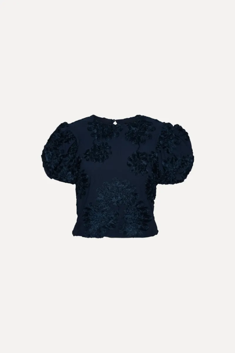 Tops-ROTATE Birger Christensen 3d Mesh Sleeveless Top Dark Blue Blueprint color