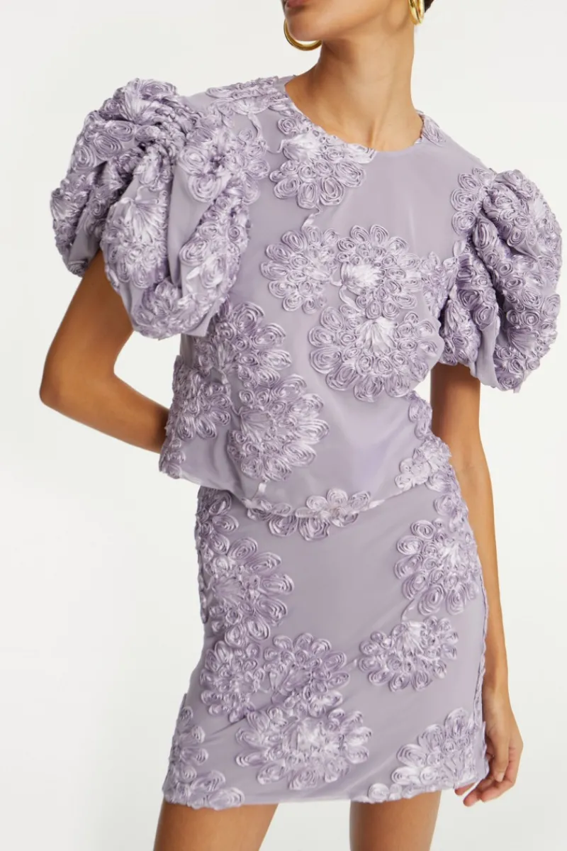 Tops-ROTATE Birger Christensen 3d Mesh Sleeveless Top Purple Lavender Aura color