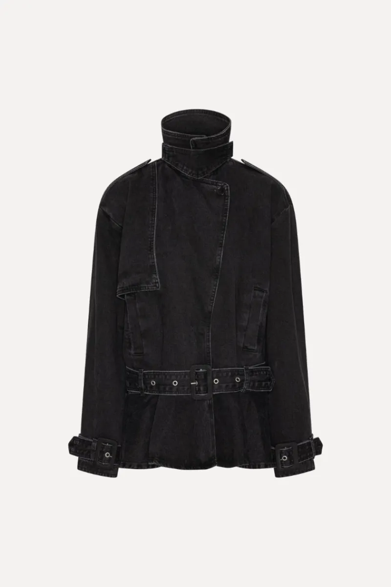 Outerwear-ROTATE Birger Christensen Denim Biker Jacket Black Black Denim color