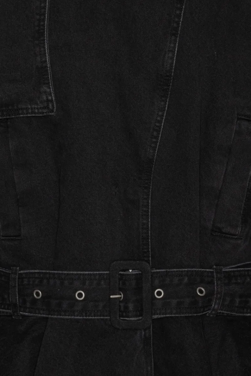 Outerwear-ROTATE Birger Christensen Denim Biker Jacket Black Black Denim color