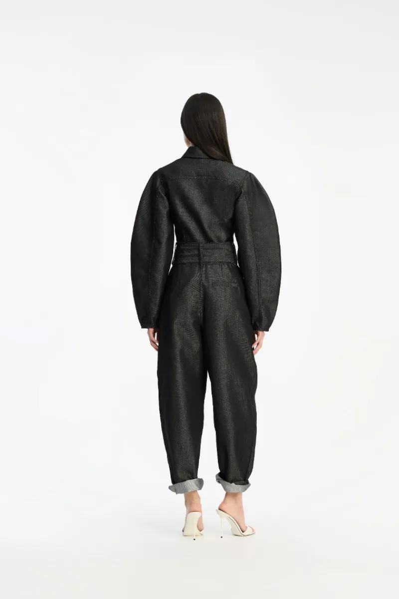 Tops-ROTATE Birger Christensen Denim Fitted Shirt Black Black color