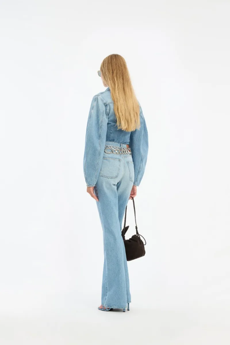 Tops-ROTATE Birger Christensen Denim Fitted Shirt Light Blue Denim Light Blue Denim color