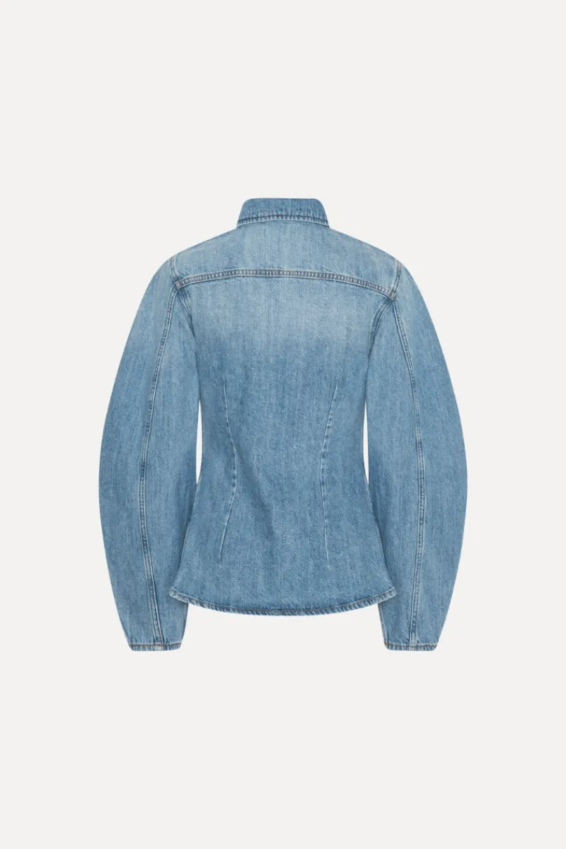 Tops-ROTATE Birger Christensen Denim Fitted Shirt Light Blue Denim Light Blue Denim color