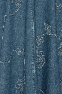 Skirts-ROTATE Birger Christensen Denim Flower Midi Skirt Medium Blue Medium Blue Denim color