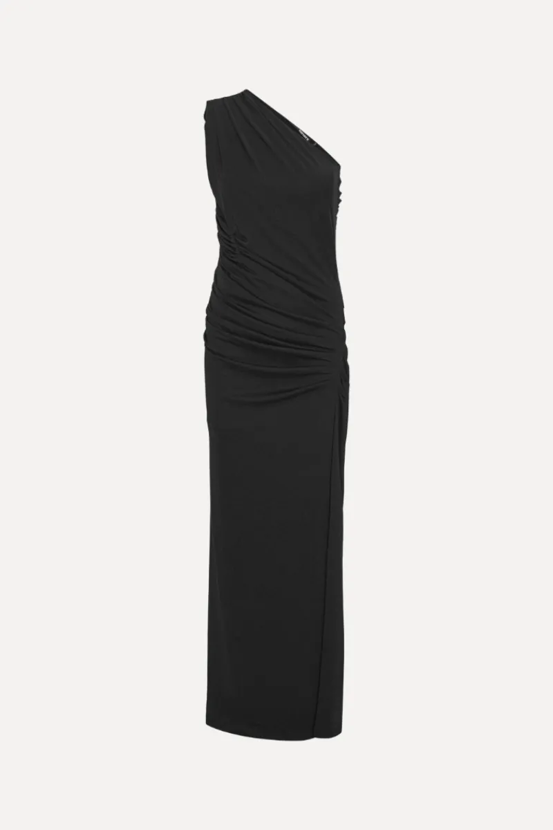 Maxi Dress|Dresses-ROTATE Birger Christensen Draped One Shoulder Dress Black Black color