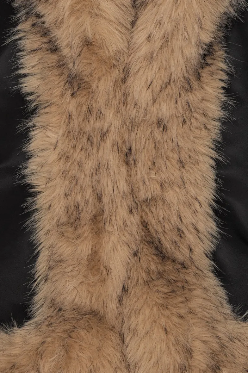 Outerwear-ROTATE Birger Christensen Faux Fur Collar Bomber Black Black color