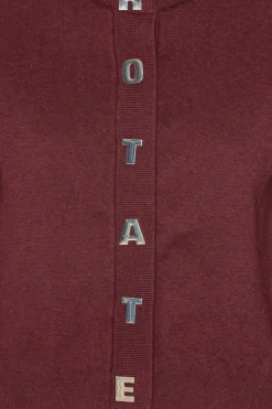 Knitwear|Tops-ROTATE Birger Christensen Firm Knit Cardigan Burgundy Zinfandelcolor