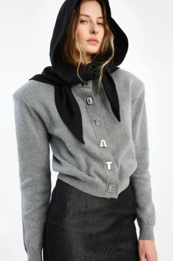 Knitwear|Tops-ROTATE Birger Christensen Firm Knit Cardigan Grey Monument color