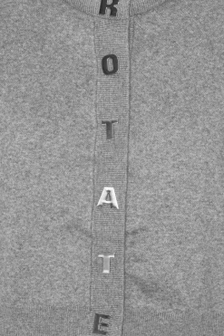 Knitwear|Tops-ROTATE Birger Christensen Firm Knit Cardigan Grey Monument color