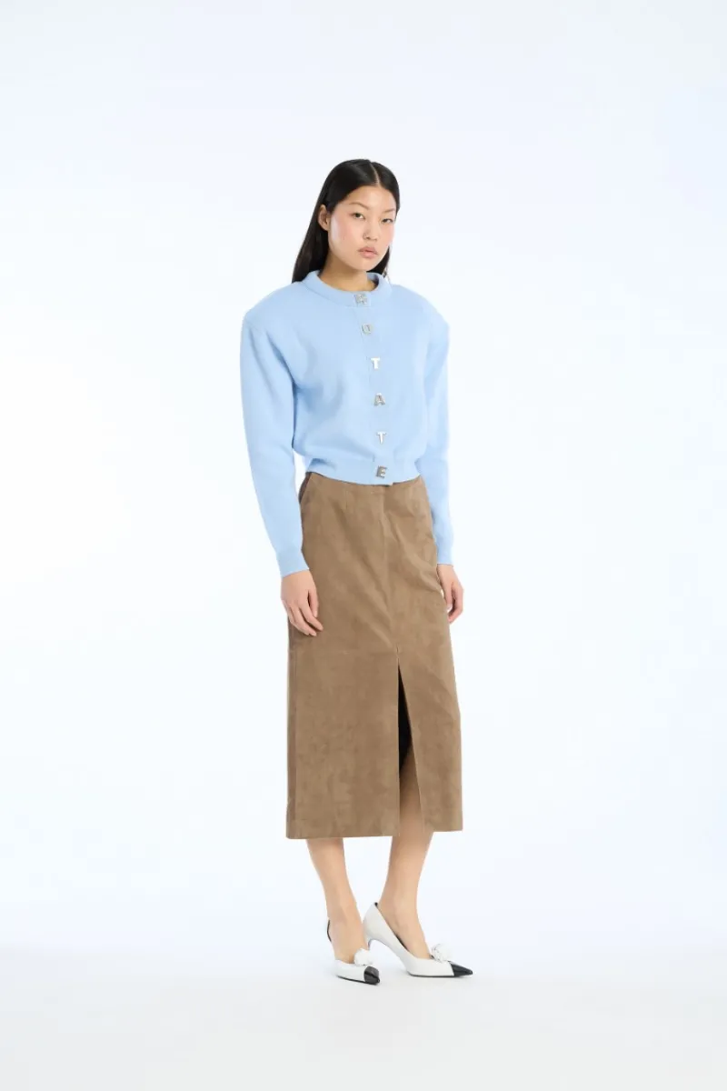 Knitwear|Tops-ROTATE Birger Christensen Firm Knit Cardigan Light Blue Hydrangea (Blue) color
