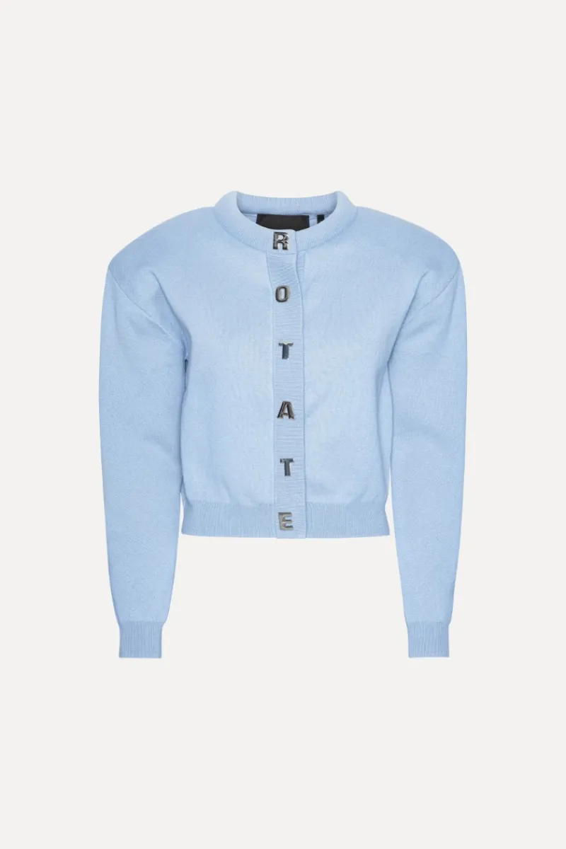 Knitwear|Tops-ROTATE Birger Christensen Firm Knit Cardigan Light Blue Hydrangea (Blue) color
