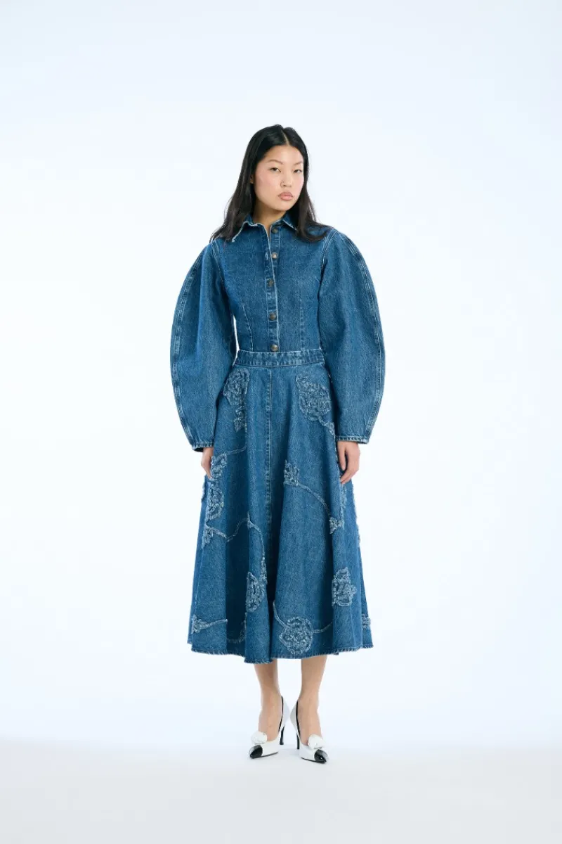 Tops-ROTATE Birger Christensen Fitted Denim Shirt Medium Blue Medium Blue Denim color