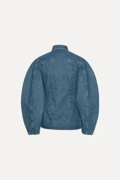 Tops-ROTATE Birger Christensen Fitted Denim Shirt Medium Blue Medium Blue Denim color