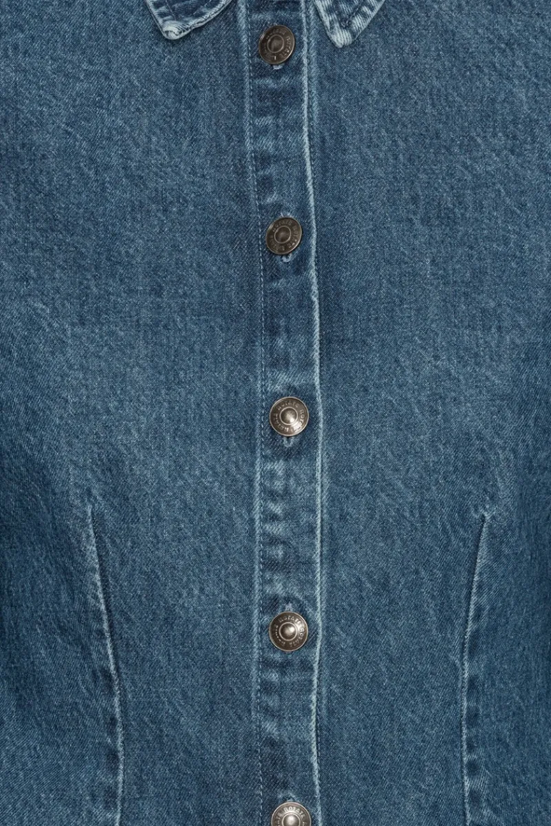 Tops-ROTATE Birger Christensen Fitted Denim Shirt Medium Blue Medium Blue Denim color