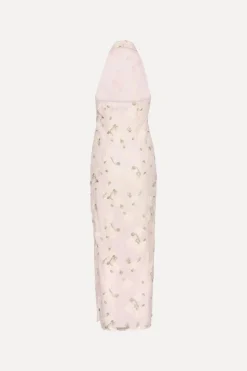 Maxi Dress-ROTATE Birger Christensen Flower Beads Maxi Dress Light Pink Lilac Ash Comb. color