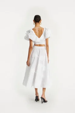 Skirts-ROTATE Birger Christensen Flower Maxi Skirt Bright White Bright White color