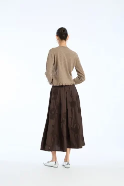 Skirts-ROTATE Birger Christensen Flower Maxi Skirt Dark Brown Molé color