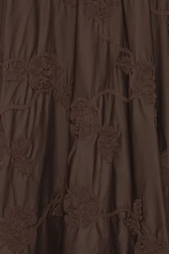 Skirts-ROTATE Birger Christensen Flower Maxi Skirt Dark Brown Molé color