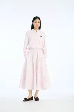 Skirts-ROTATE Birger Christensen Flower Maxi Skirt Light Pink Orchid Ice color