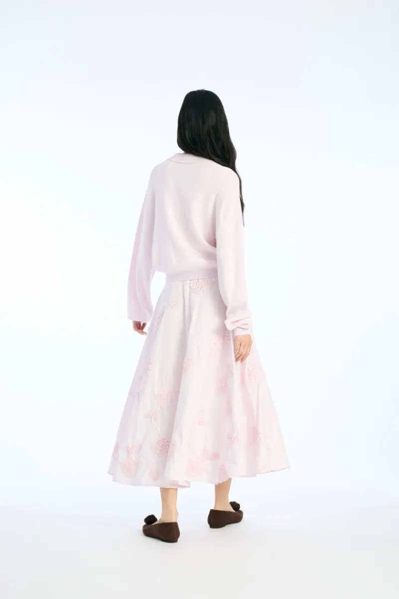 Skirts-ROTATE Birger Christensen Flower Maxi Skirt Light Pink Orchid Ice color