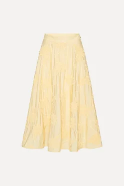 Skirts-ROTATE Birger Christensen Flower Maxi Skirt Yellow Italian Straw color