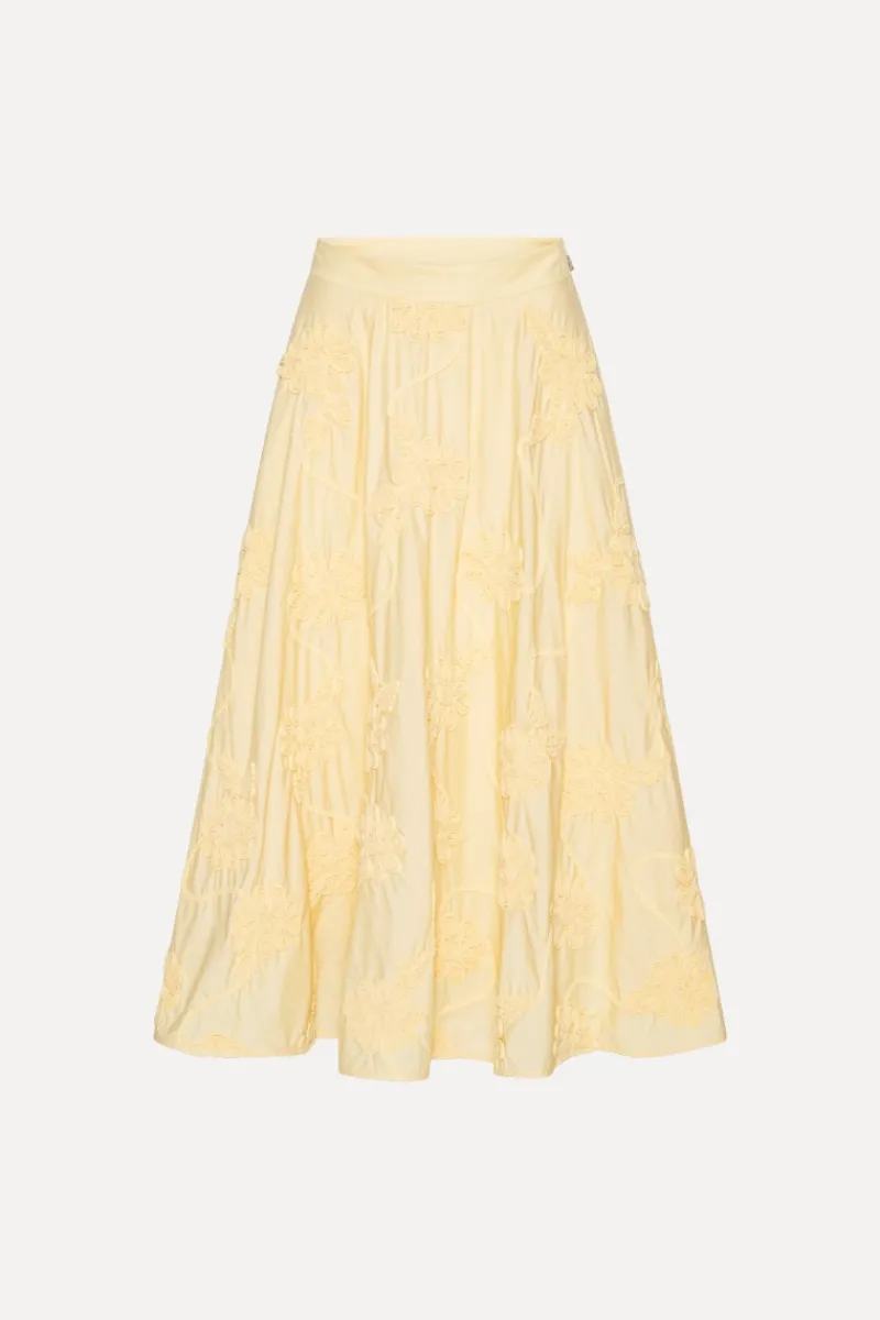 Skirts-ROTATE Birger Christensen Flower Maxi Skirt Yellow Italian Straw color