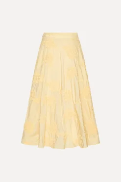 Skirts-ROTATE Birger Christensen Flower Maxi Skirt Yellow Italian Straw color