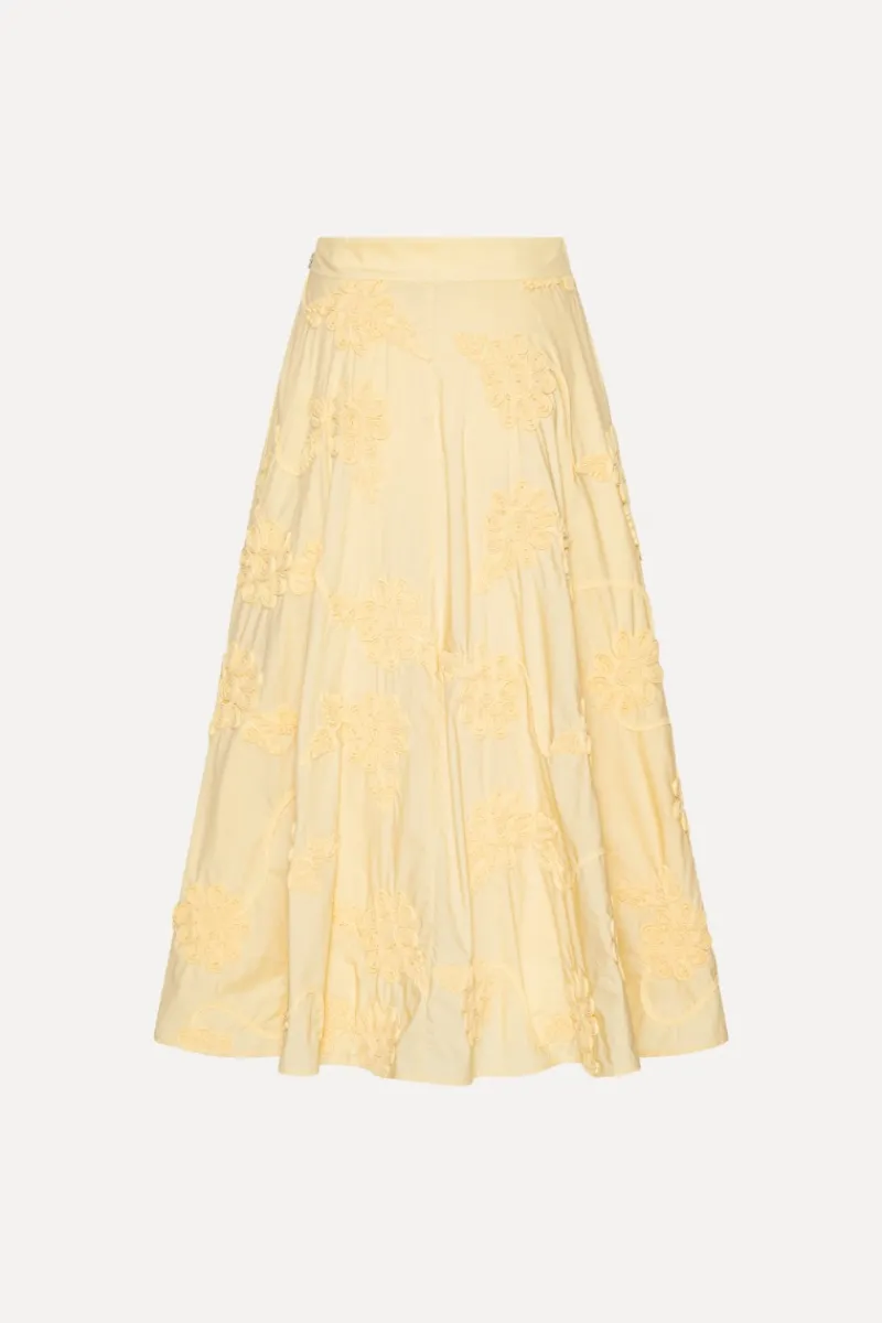 Skirts-ROTATE Birger Christensen Flower Maxi Skirt Yellow Italian Straw color
