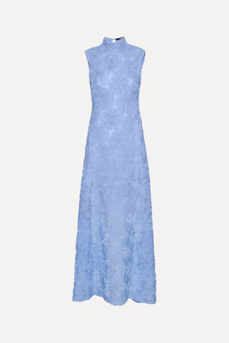 Maxi Dress|Dresses-ROTATE Birger Christensen Flower Mesh Maxi Dress Light Blue Light Blue color