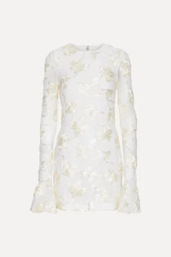 Bridal|Mini Dresses-ROTATE Birger Christensen Flower Mesh Mini Dress White Egret color