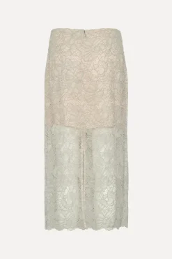 Skirts-ROTATE Birger Christensen Flower Mesh Pencil Skirt Light Grey Alloy (Light Gray) color
