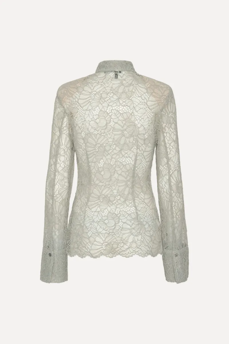 Tops-ROTATE Birger Christensen Flower Mesh Shirt Light Grey Alloy (Light Gray) color
