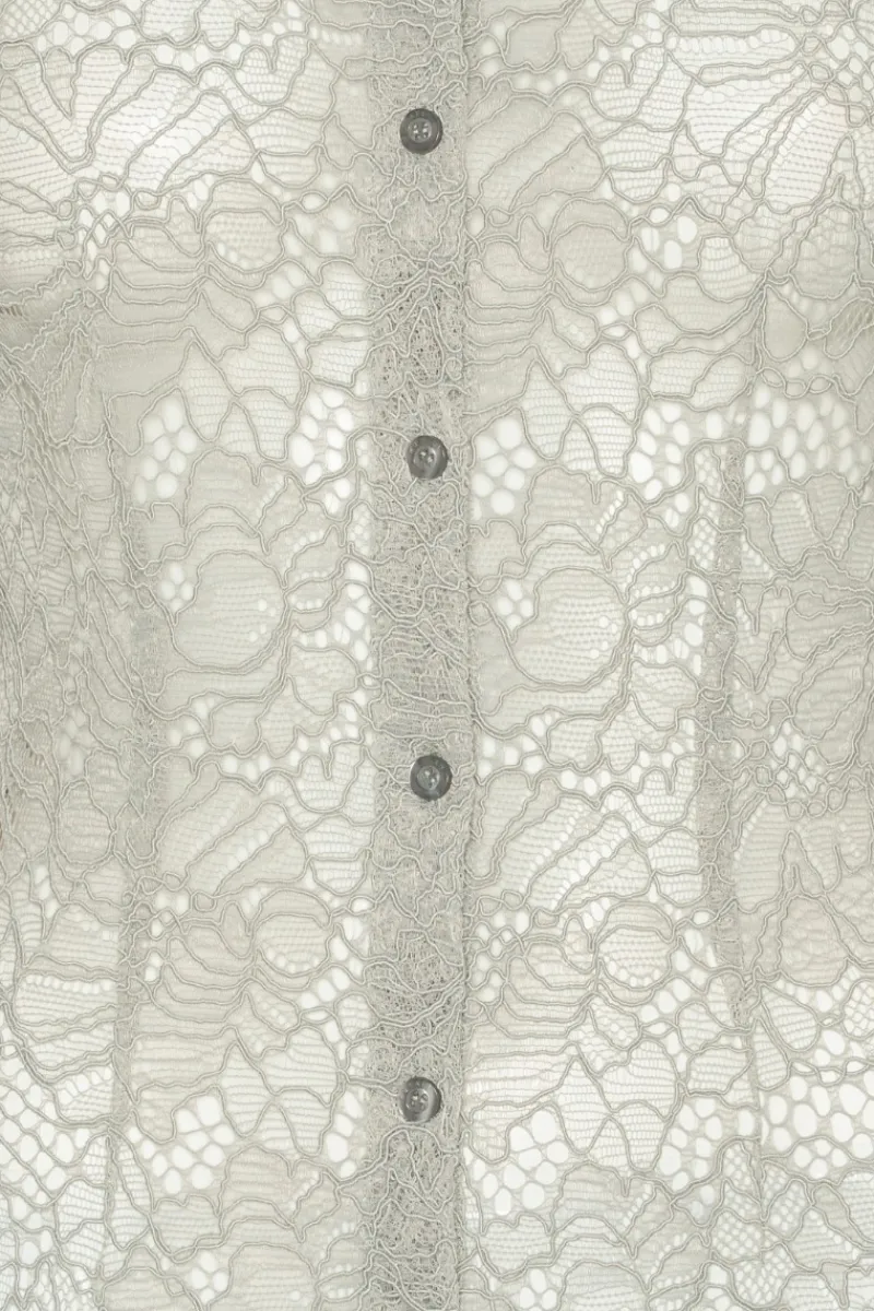 Tops-ROTATE Birger Christensen Flower Mesh Shirt Light Grey Alloy (Light Gray) color