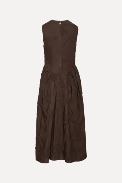 Maxi Dress|Dresses-ROTATE Birger Christensen Flower Midi Dress Dark Brown Molé color