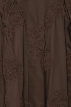 Maxi Dress|Dresses-ROTATE Birger Christensen Flower Midi Dress Dark Brown Molé color