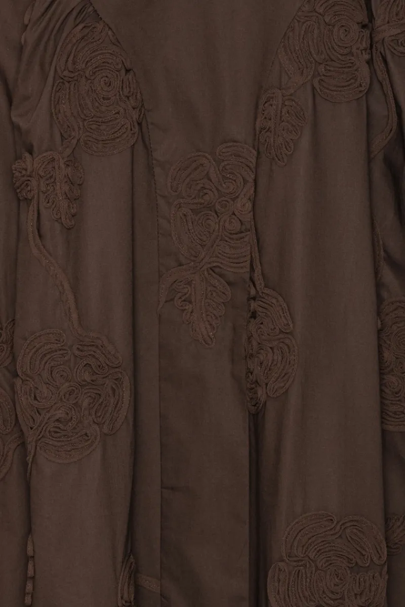 Maxi Dress|Dresses-ROTATE Birger Christensen Flower Midi Dress Dark Brown Molé color