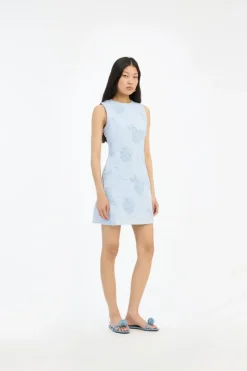 Mini Dresses-ROTATE Birger Christensen Flower Mini Flared Dress Light Bue Plein Air color