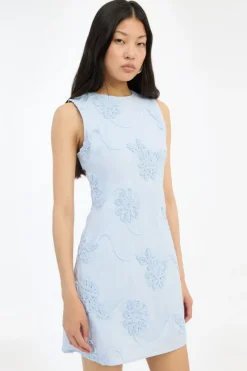 Mini Dresses-ROTATE Birger Christensen Flower Mini Flared Dress Light Bue Plein Air color