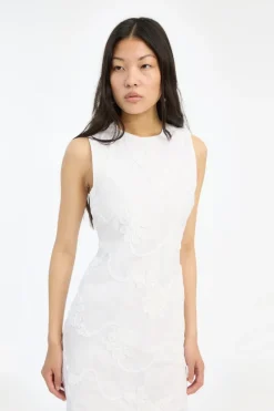 Mini Dresses|Dresses-ROTATE Birger Christensen Flower Mini Flared Dress Bright White Bright White color