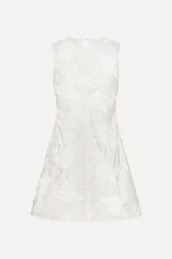 Mini Dresses|Dresses-ROTATE Birger Christensen Flower Mini Flared Dress Bright White Bright White color
