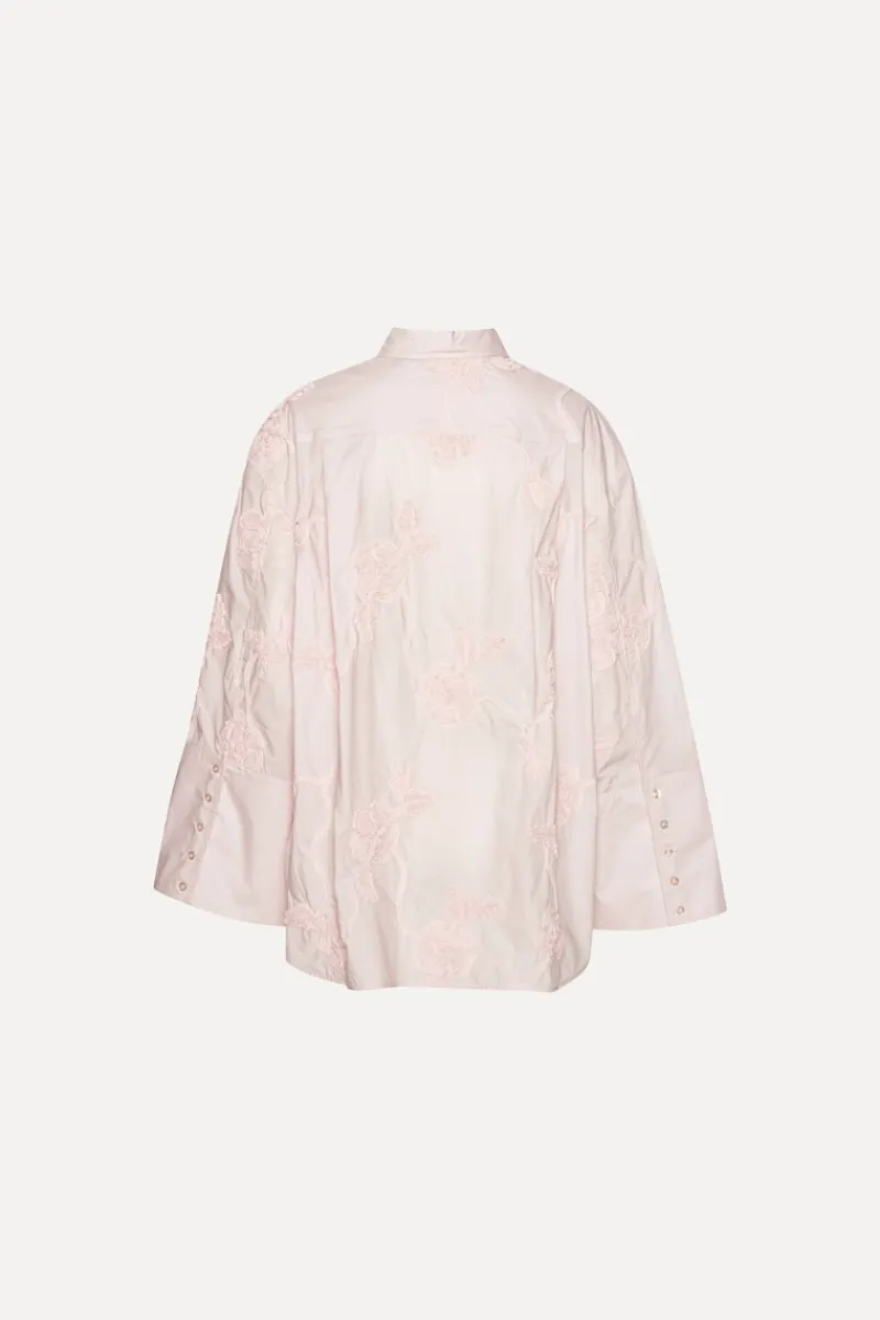 Tops-ROTATE Birger Christensen Flower Oversized Shirt Light Pink Orchid Ice color