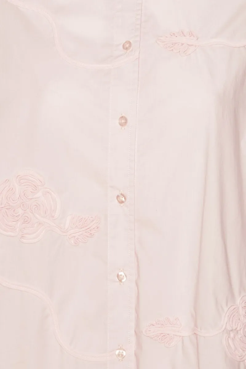 Tops-ROTATE Birger Christensen Flower Oversized Shirt Light Pink Orchid Ice color