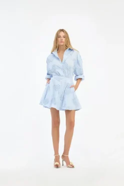 Tops-ROTATE Birger Christensen Flower Oversized Shirt Light Bue Plein Air color