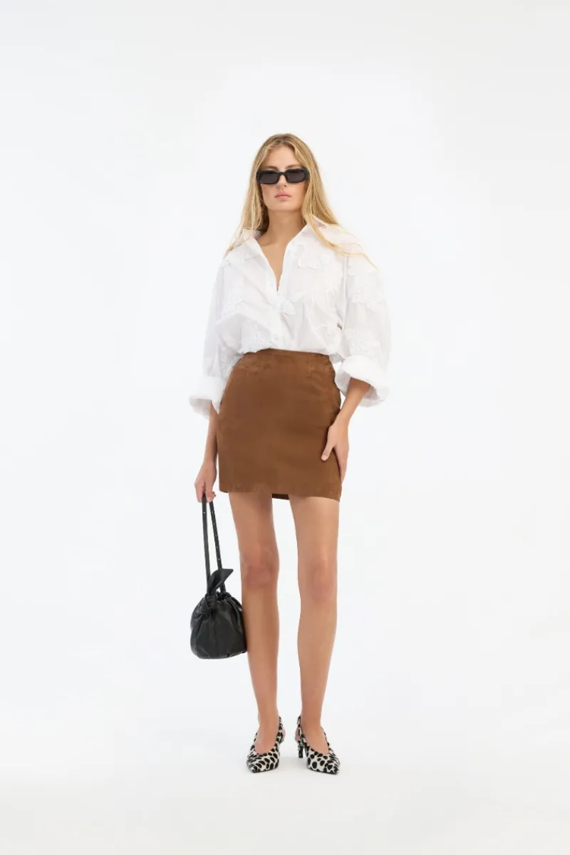 Tops-ROTATE Birger Christensen Flower Oversized Shirt White Bright White color