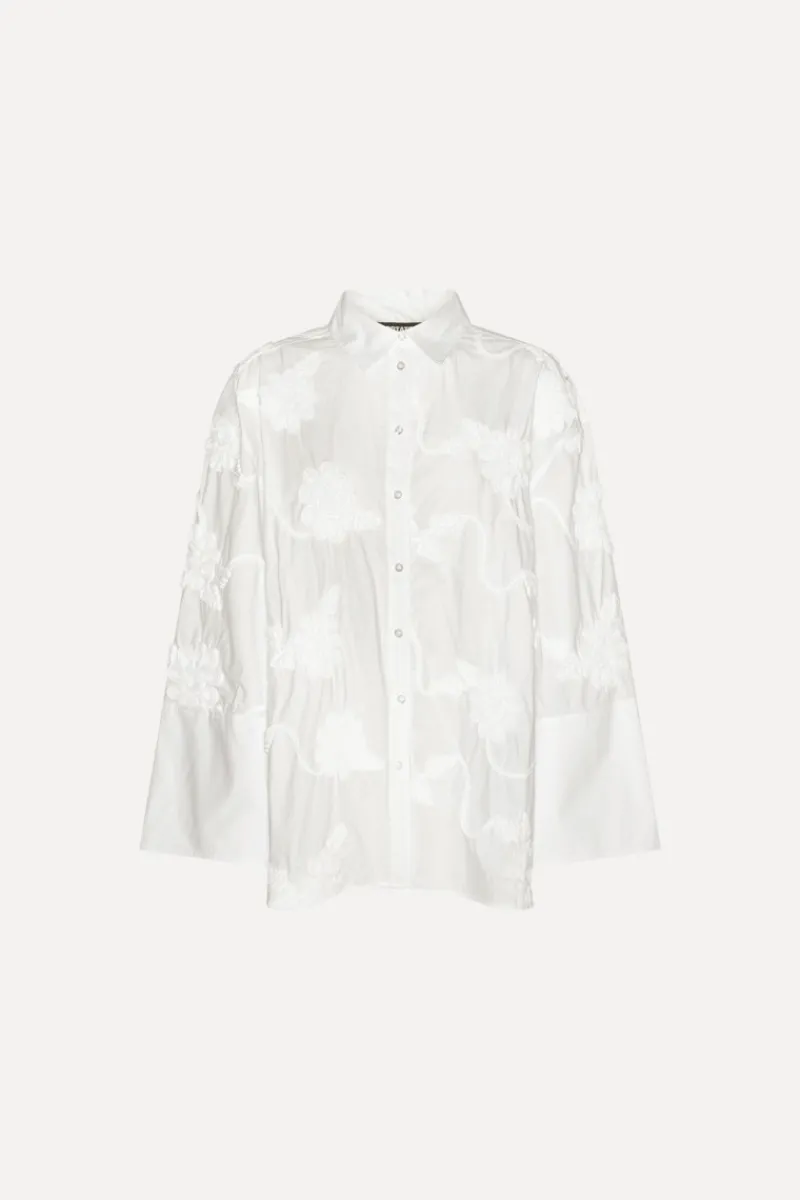 Tops-ROTATE Birger Christensen Flower Oversized Shirt White Bright White color