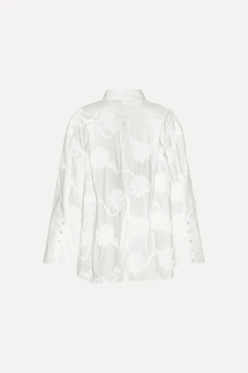 Tops-ROTATE Birger Christensen Flower Oversized Shirt White Bright White color