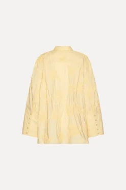 Tops-ROTATE Birger Christensen Flower Oversized Shirt Yellow Italian Straw color